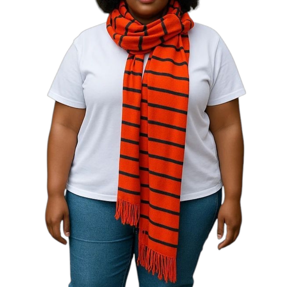 🌞 3/$15 Striped Knit Fringe Scarf